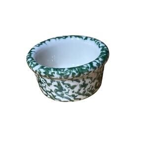 Henn Workshops Green Spongeware Sauce Condiment Cup Dish. serve-ware